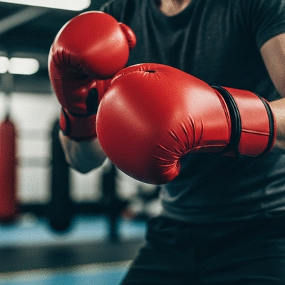 Person using kickboxing gloves during a training session